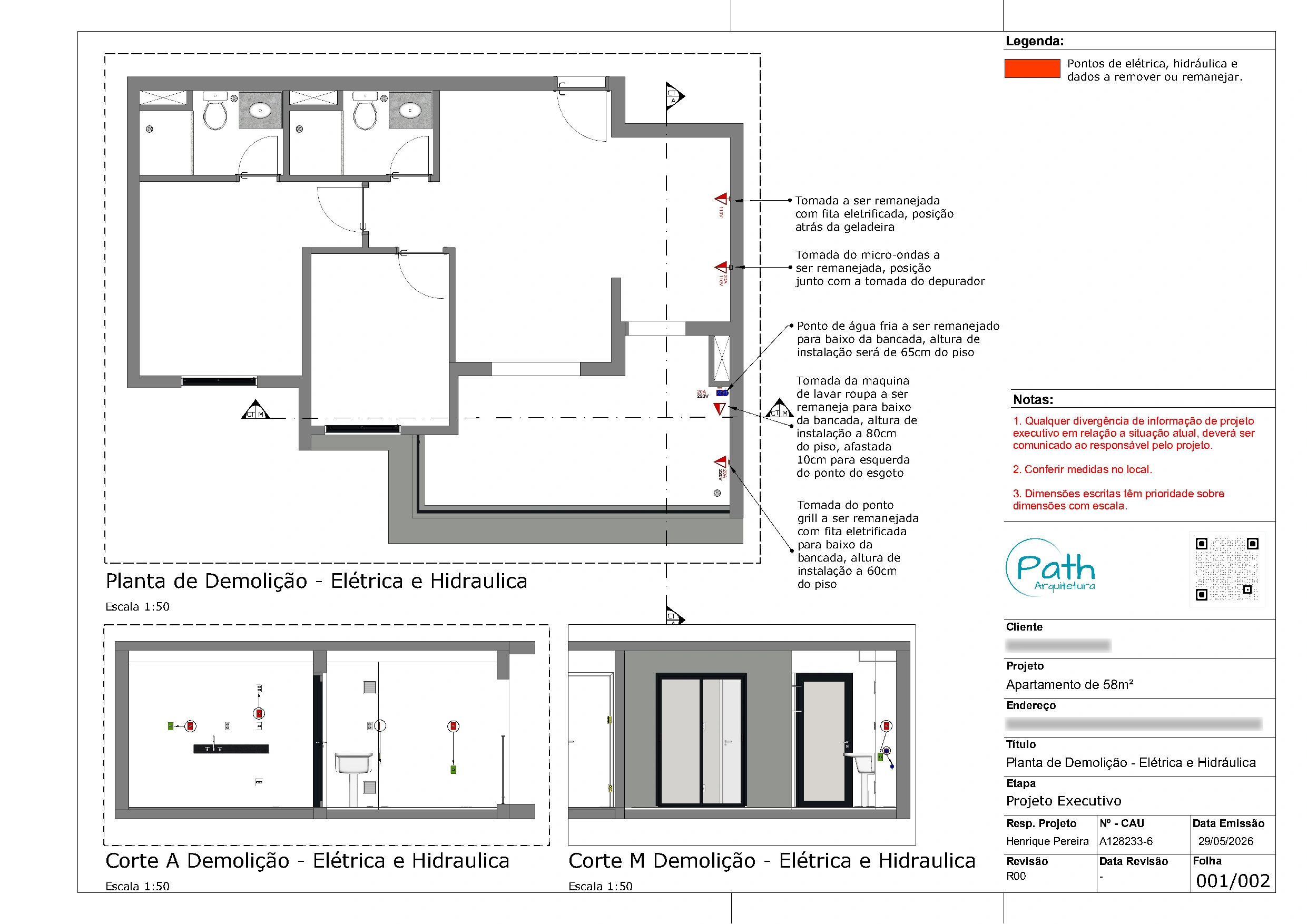 Folha de demolição do projeto executivo de Butantã · 58 m²