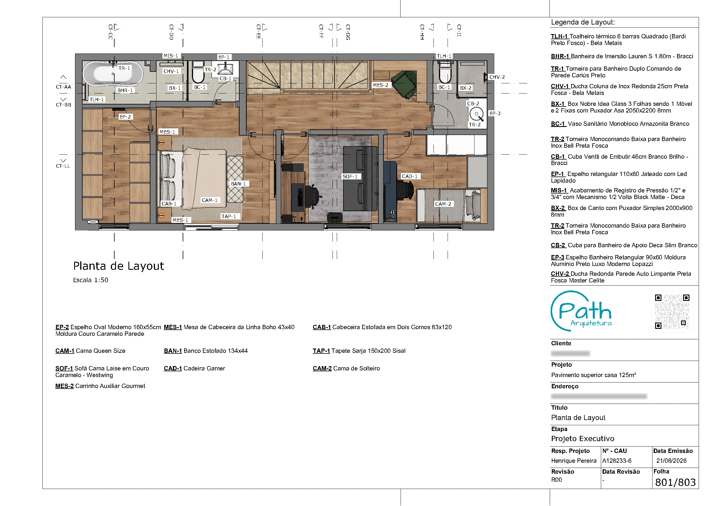 Folha de layout do projeto executivo de Casa 24