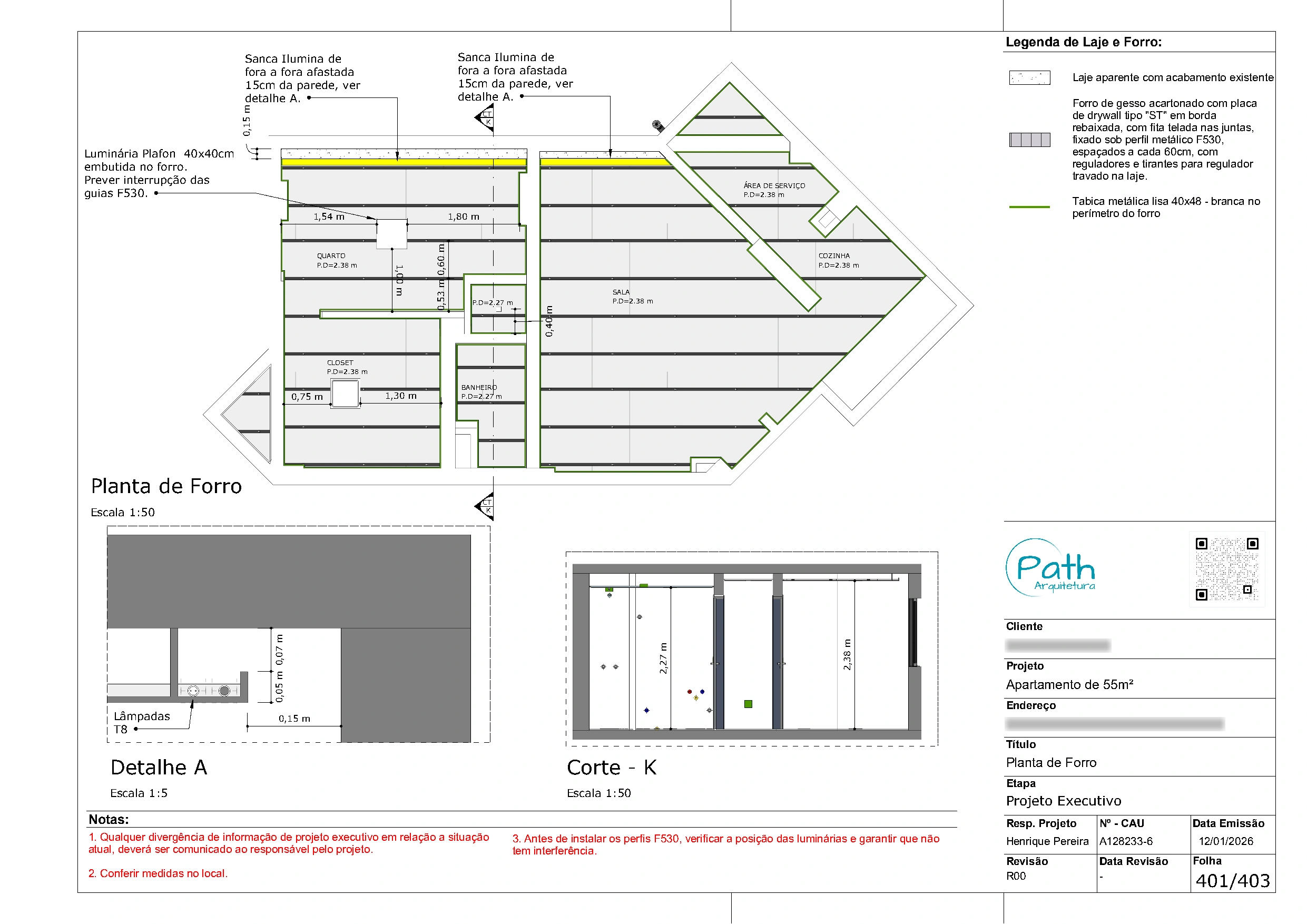 Folha de forro do projeto executivo de Morumbi · 52 m²