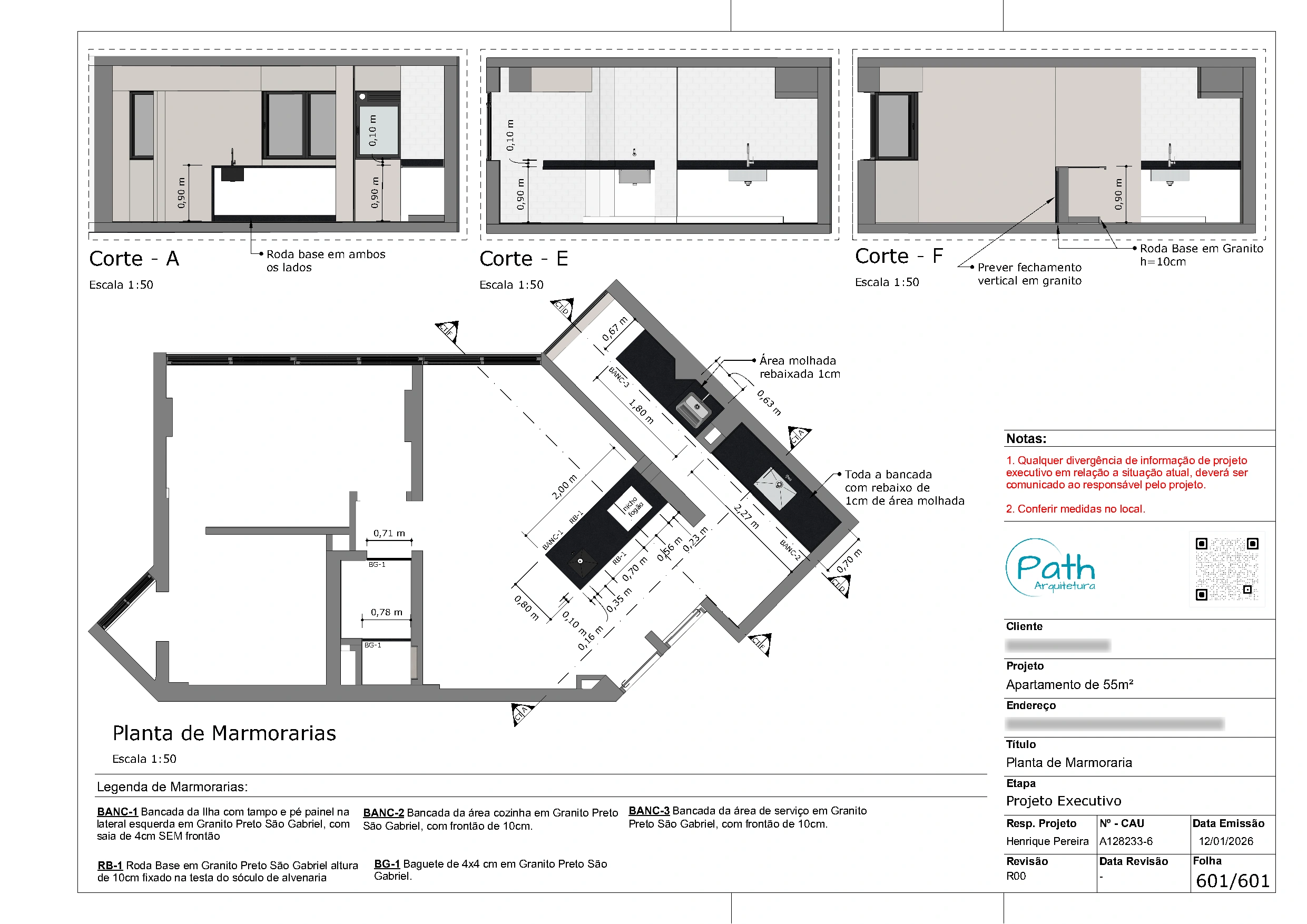 Folha de marmoraria do projeto executivo de Morumbi · 52 m²
