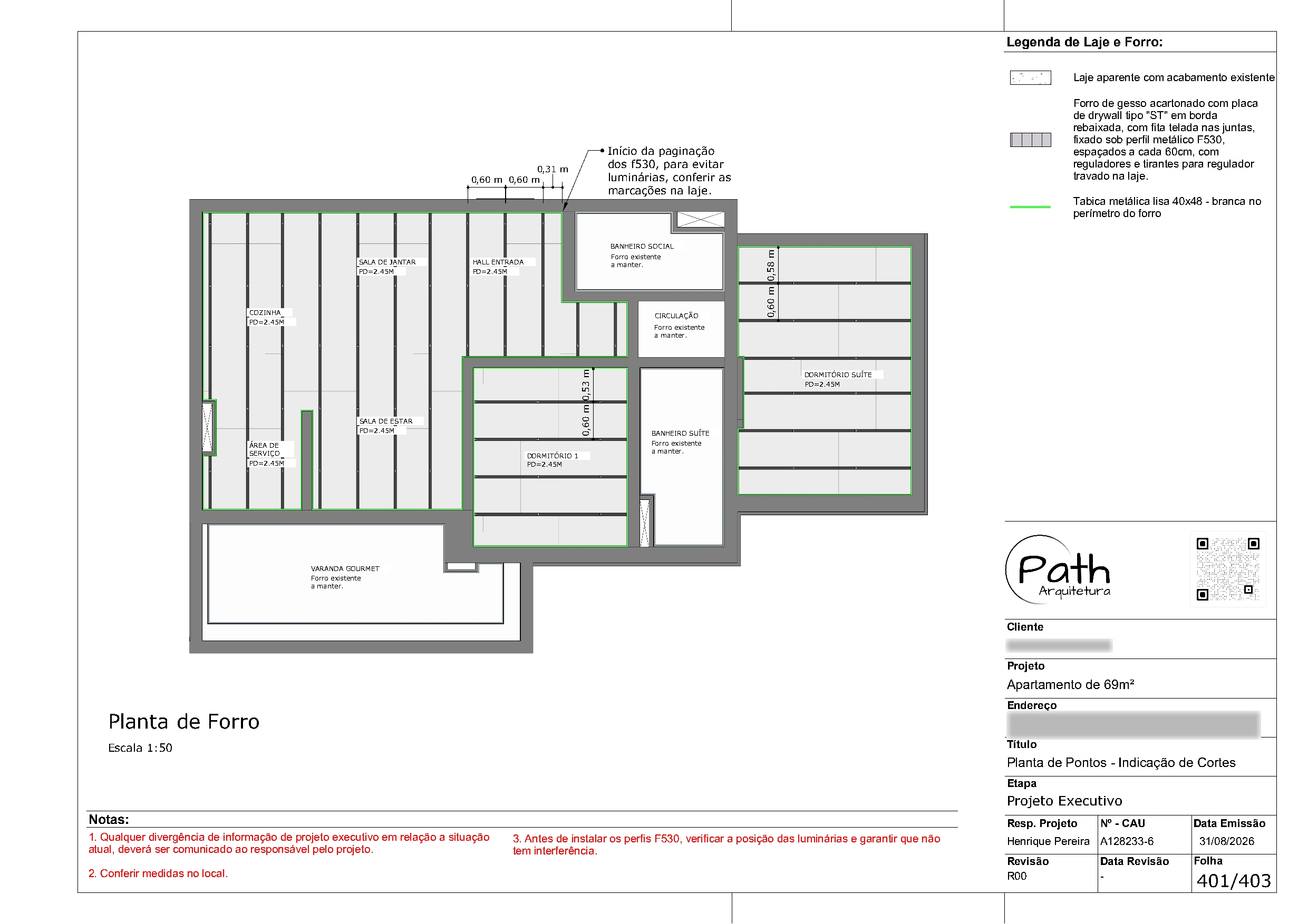Folha de forro do projeto executivo de São José dos Campos · 69 m²