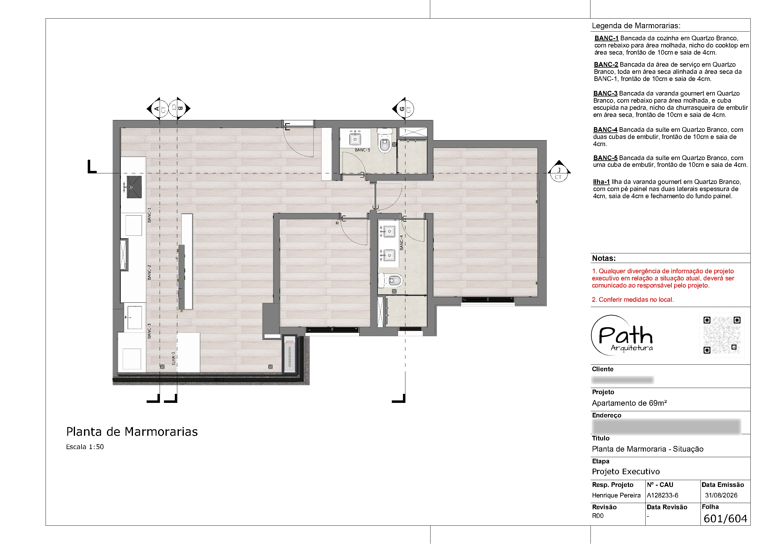 Folha de marmoraria do projeto executivo de São José dos Campos · 69 m²