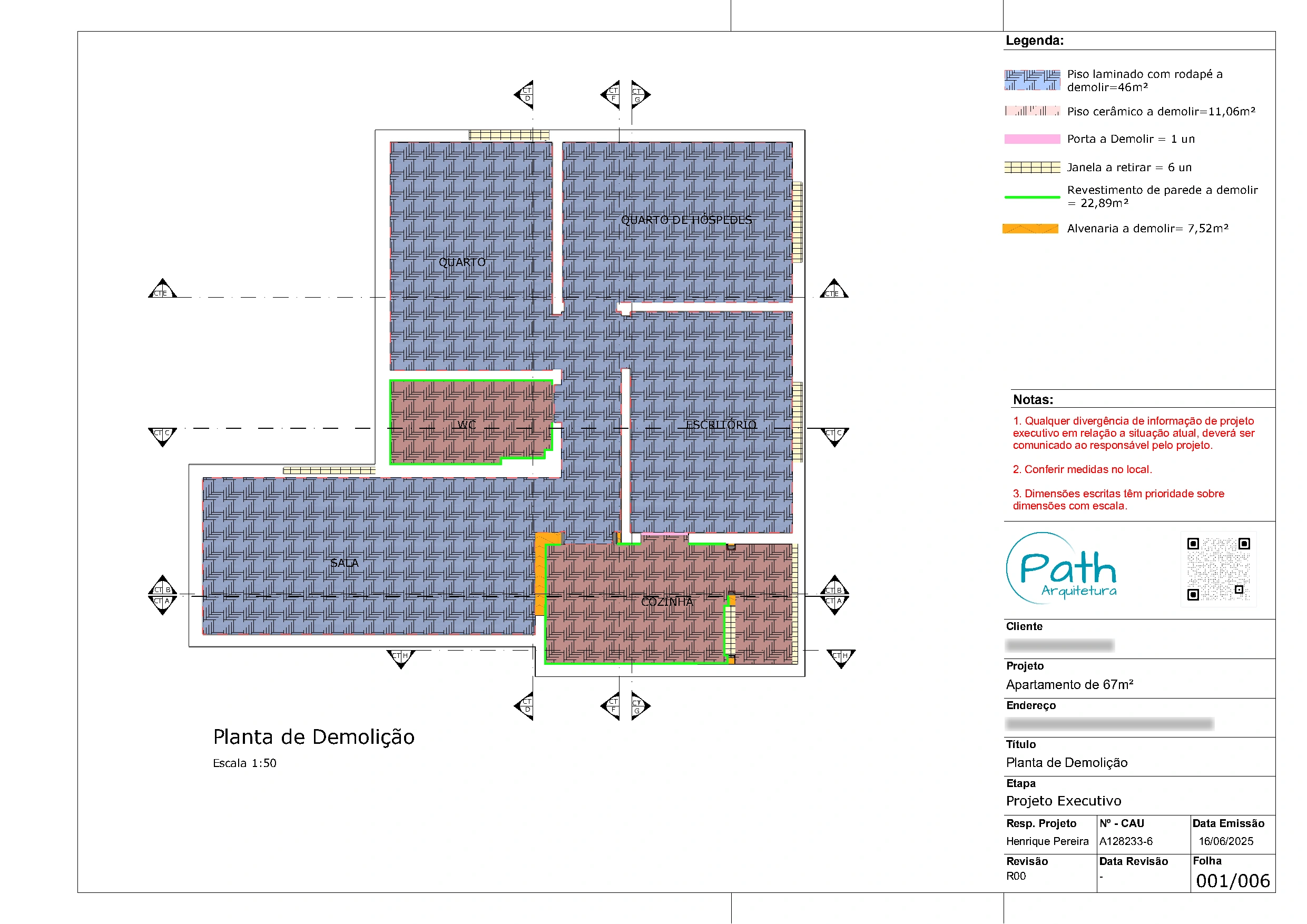 Folha de demolição do projeto executivo de Vila Madalena · 67 m²