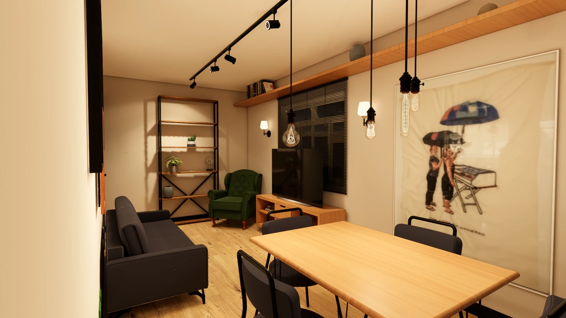 Estar e jantar: perspectiva do projeto