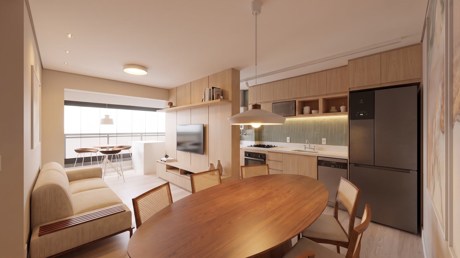 Projeto proposto para sala, cozinha e estar